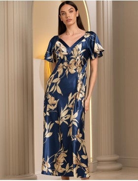 Атласная сорочка с рельефами Mia-Amore TAIS 7498, Цвет: темно-синий, Размеры: 4XL