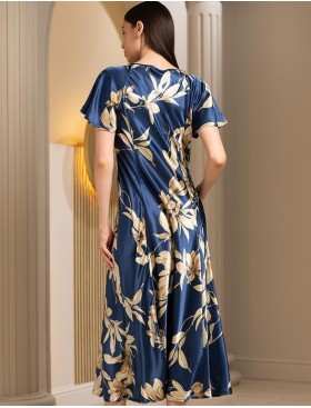 Атласная сорочка с рельефами Mia-Amore TAIS 7498, Цвет: темно-синий, Размеры: 4XL, изображение 2