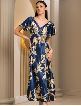 Атласная сорочка с рельефами Mia-Amore TAIS 7498, Цвет: темно-синий, Размеры: 4XL, изображение 3