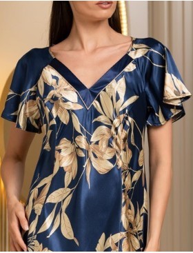 Атласная сорочка с рельефами Mia-Amore TAIS 7498, Цвет: темно-синий, Размеры: 4XL, изображение 4