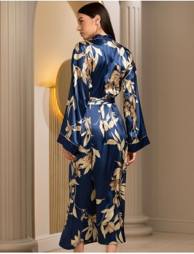 Халат атласный длинный Mia-Amore TAIS 7499, Цвет: темно-синий, Размеры: L/XL, изображение 2