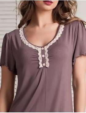 Ночная сорочка из вискозы с бамбуком Mia-Mella MILENA 6601, Цвет: шоколадный, Размеры: S, изображение 3