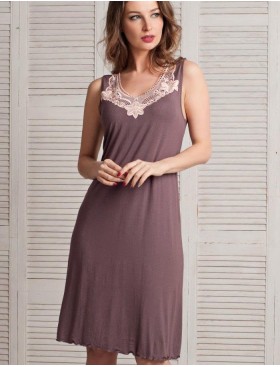 Сорочка на широких бретелях Mia-Mella MILENA 6605, Цвет: шоколадный, Размеры: M