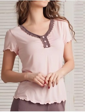 Трикотажная пижама с брюками Mia-Mella MILENA 6606, Цвет: шоколадный, Размеры: XS, изображение 3