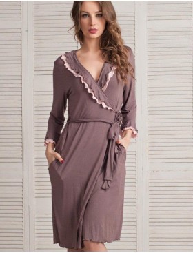 Трикотажный халат Mia-Mella MILENA 6609, Цвет: шоколадный, Размеры: XS