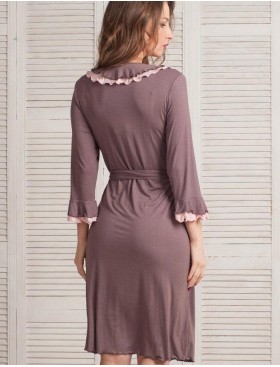 Трикотажный халат Mia-Mella MILENA 6609, Цвет: шоколадный, Размеры: XS, изображение 2