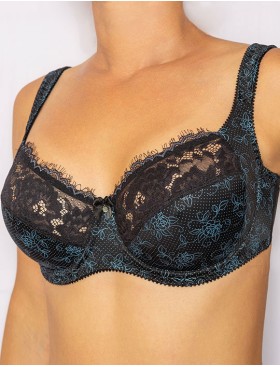 Бюстгальтер с подкроем Albina L OLIVIA 7090 черный с голубым, Цвет: черный с голубым, Размеры: 90H
