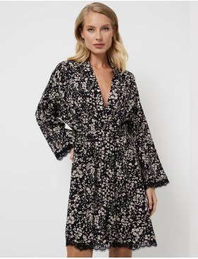 Халат из вискозы Aruelle ELI, Цвет: черный, Размеры: XS