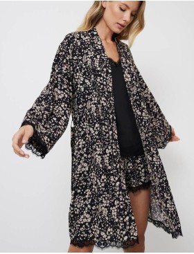 Халат из вискозы Aruelle ELI, Цвет: черный, Размеры: XS, изображение 3