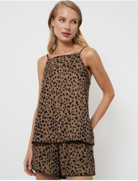 Комплект топ + шорты из вискозы Aruelle KIANNA, Цвет: леопард, Размеры: S