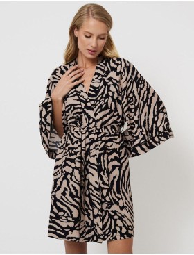 Халат-кимоно с широкими рукавами  Aruelle SHERRY, Цвет: капучино/черный, Размеры: XS