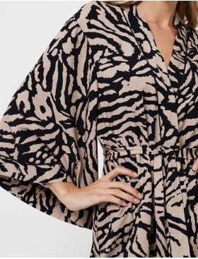 Халат-кимоно с широкими рукавами  Aruelle SHERRY, Цвет: капучино/черный, Размеры: XS, изображение 4