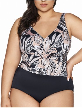 Слитный купальник Ava SKJ61 latte, Цвет: капучино+черный, Размеры: 80E