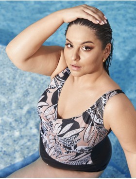 Слитный купальник Ava SKJ61 latte, Цвет: капучино+черный, Размеры: 80E, изображение 6