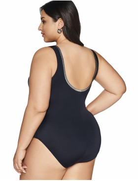 Купальник с блестящей отделкой Ava SKJ62 черный, Цвет: черный, Размеры: 75F, изображение 2