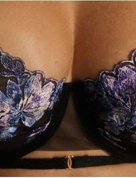 Бюстгальтер балконет мягкий Kinga FLOWER CHICK 1161-SC черный с синим, Цвет: черный+синий, Размеры: 75H, изображение 5