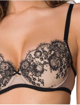 Бюстгальтер балконет пуш-ап MAT FRANCES M-3804-11 Beige-Black, Цвет: бежевый, Размеры: 85D, изображение 3