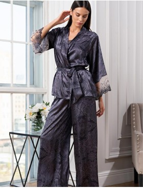 Комплект-тройка из натурального шёлка Mia-Amore ALETTA 4445, Цвет: антрацит, Размеры: XL