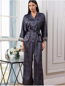 Шёлковая пижама с брюками Mia-Amore ALETTA 4446, Цвет: антрацит, Размеры: S