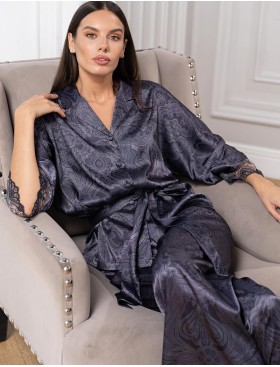 Шёлковая пижама с брюками Mia-Amore ALETTA 4446, Цвет: антрацит, Размеры: S, изображение 3