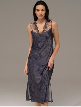 Длинная шёлковая сорочка Mia-Amore ALETTA 4448, Цвет: антрацит, Размеры: 4XL