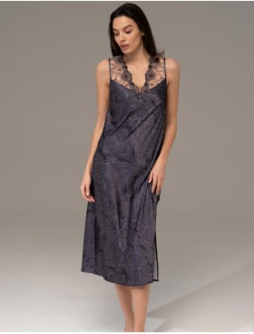 Длинная шёлковая сорочка Mia-Amore ALETTA 4448, Цвет: антрацит, Размеры: 4XL, изображение 3