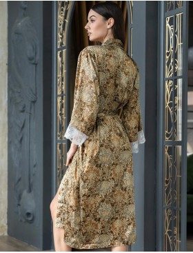 Длинный халат из шёлка Mia-Amore CAPPUCCINO 3119, Цвет: капучино, Размеры: 4XL/5XL, изображение 2