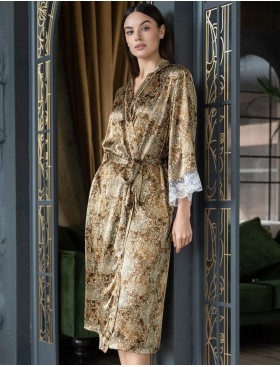 Длинный халат из шёлка Mia-Amore CAPPUCCINO 3119, Цвет: капучино, Размеры: 4XL/5XL, изображение 3