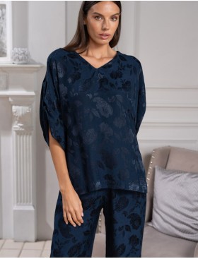 Комплект с жаккардовым узором Mia-Amore ENRIKA 4408, Цвет: темно-синий, Размеры: 4XL