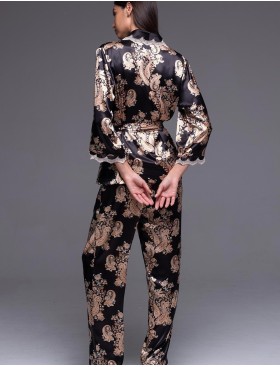 Пижама тройка из шёлка Mia-Amore GOLDEN FLOWER 3305, Цвет: черный, Размеры: 3XL, изображение 3