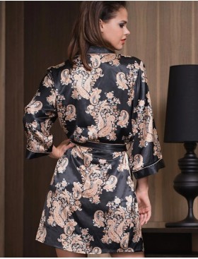 Короткая рубашка-халат Mia-Amore GOLDEN FLOWER 3307, Цвет: черный, Размеры: 3XL, изображение 2