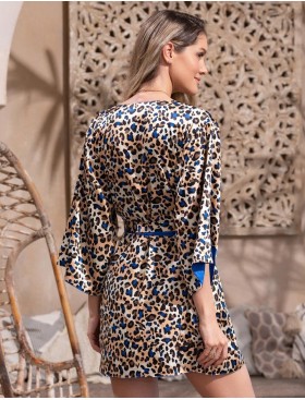 Двухсторонний атласный халат Mia-Amore NAOMI 9863, Цвет: леопард/васильковый, Размеры: XS, изображение 3