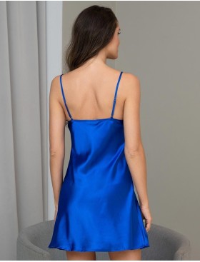Однотонная сорочка из атласа Mia-Amore NAOMI 9865, Цвет: васильковый, Размеры: M, изображение 2