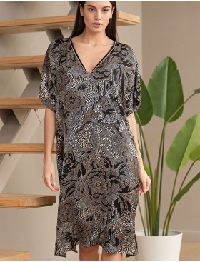 Свободная туника из шёлка с вискозой Mia-Amore SELESTA 4040, Цвет: черный, Размеры: 4XL/5XL