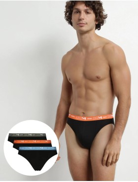 Трусы слипы мужские набор (3 шт) Dim 6595/3 голубой/оранж/зеленый, Цвет: черный (голубой/оран, Размеры: M