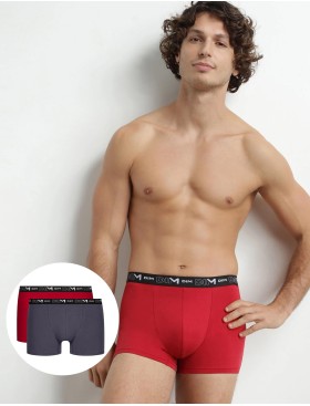 Трусы мужские боксеры набор (2 шт) Dim 6596/2 красный/свинец, Цвет: красный/свинец, Размеры: M