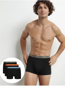 Черные боксеры с цветным поясом (3 шт) Dim 6596/3 голубой/оранж/зеленый, Цвет: черный (голубой/оран, Размеры: M