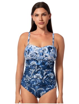 Слитный купальник бандо Jantzen JZ25405M, Цвет: джинс/белый, Размеры: XL