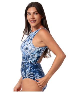 Закрытый купальник для плавания Jantzen JZ25406M, Цвет: джинс/белый, Размеры: XL, изображение 2