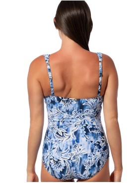 Слитный купальник с драпировкой Jantzen JZ25407M, Цвет: джинс/белый, Размеры: XL, изображение 2