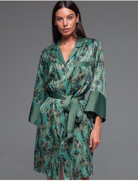 Удлинённая рубашка-халат Mia-Amore AMINA 4107, Цвет: изумрудный, Размеры: S