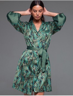 Удлинённая рубашка-халат Mia-Amore AMINA 4107, Цвет: изумрудный, Размеры: S, изображение 3