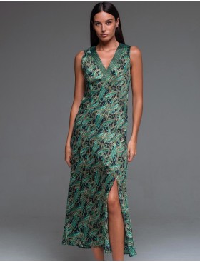 Шёлковая сорочка с рельефными швами Mia-Amore AMINA 4108, Цвет: изумрудный, Размеры: 4XL