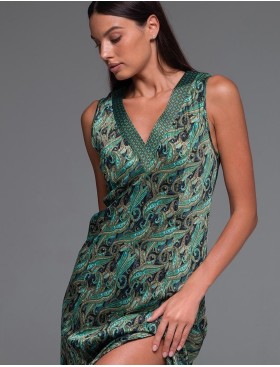 Шёлковая сорочка с рельефными швами Mia-Amore AMINA 4108, Цвет: изумрудный, Размеры: 4XL, изображение 4