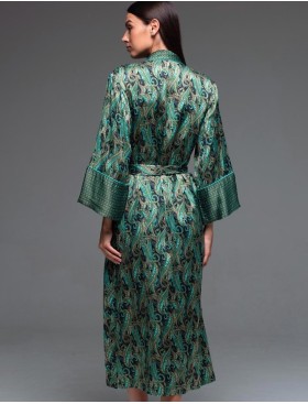 Длинный халат из шёлка с вискозой Mia-Amore AMINA 4109, Цвет: изумрудный, Размеры: L/XL, изображение 2