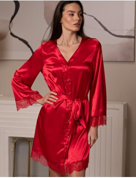 Шёлковая рубашка-халат Mia-Amore BEATRIS 4505, Цвет: красный, Размеры: 3XL