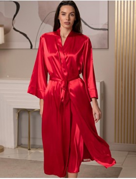 Длинный шёлковый халат Mia-Amore BEATRIS 4509, Цвет: красный, Размеры: 4XL/5XL