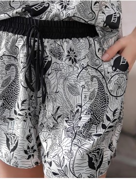 Шёлковая пижама с шортами Mia-Amore CHARLINE 4092, Цвет: черно-белый, Размеры: L, изображение 4