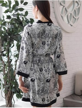 Короткий халат-кимоно Mia-Amore CHARLINE 4093, Цвет: черно-белый, Размеры: L/XL, изображение 2