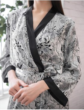 Короткий халат-кимоно Mia-Amore CHARLINE 4093, Цвет: черно-белый, Размеры: L/XL, изображение 4